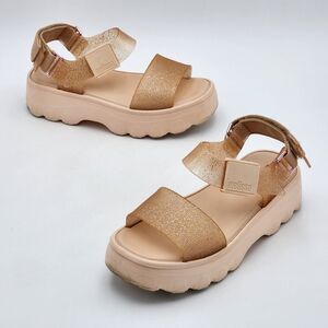 Melissa Kick Off Jelly Glitter Chunky Platform Sandals Peach Pink Size 8